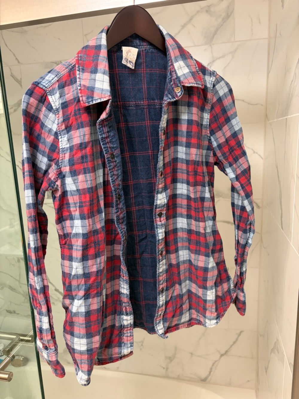 Faherty Red, Blue & White Plaid Button-Down Shirt